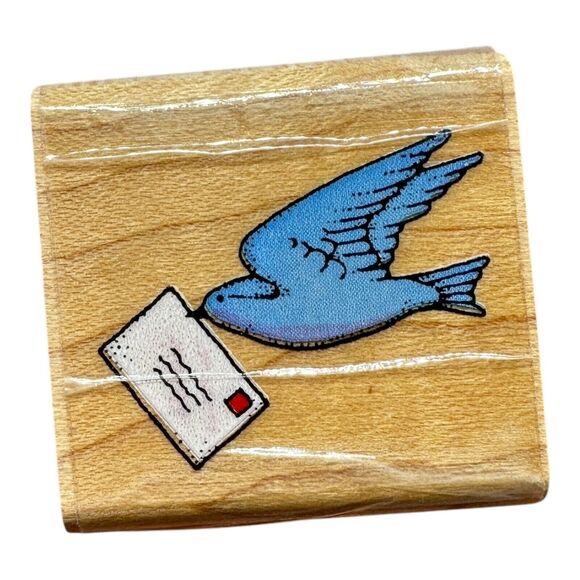 Hero Arts Sparrow Delivery Wood Mounted Runner Stamp Mail Carrier NEW - Picture 2 of 6